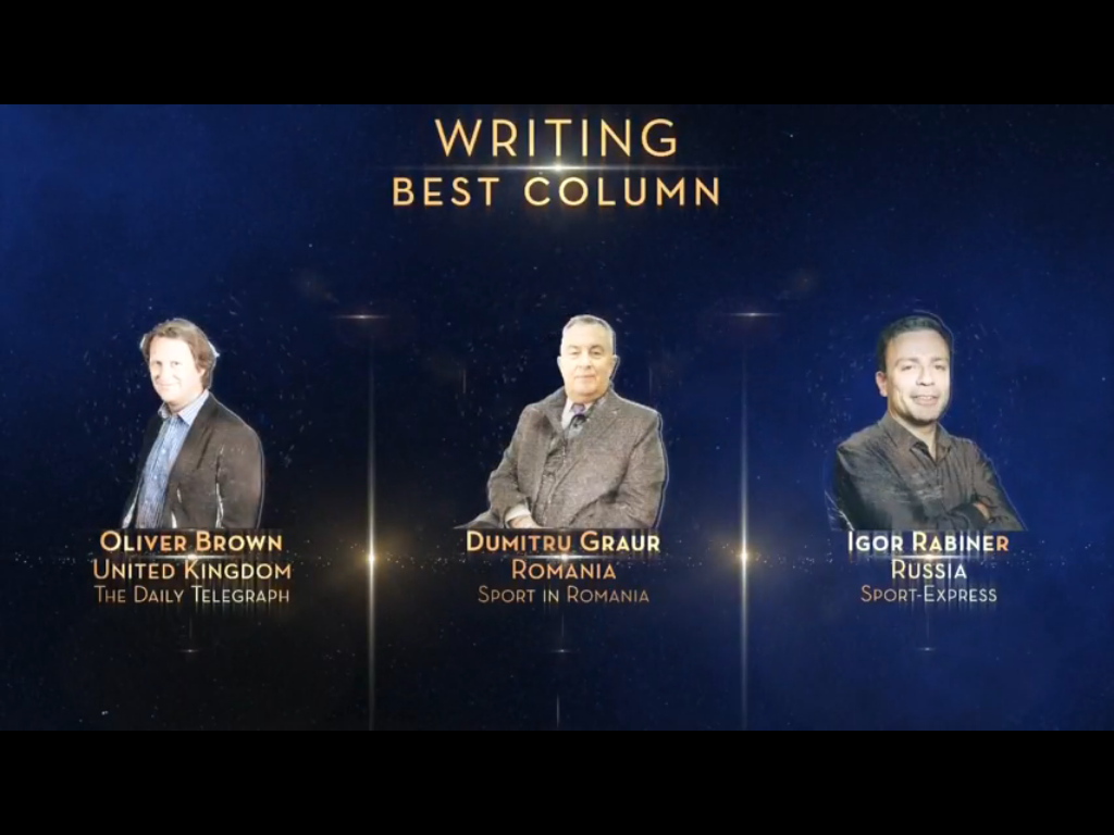 Dumitru Graur, premiat la Lausanne, la gala AIPS Sport Media Awards!