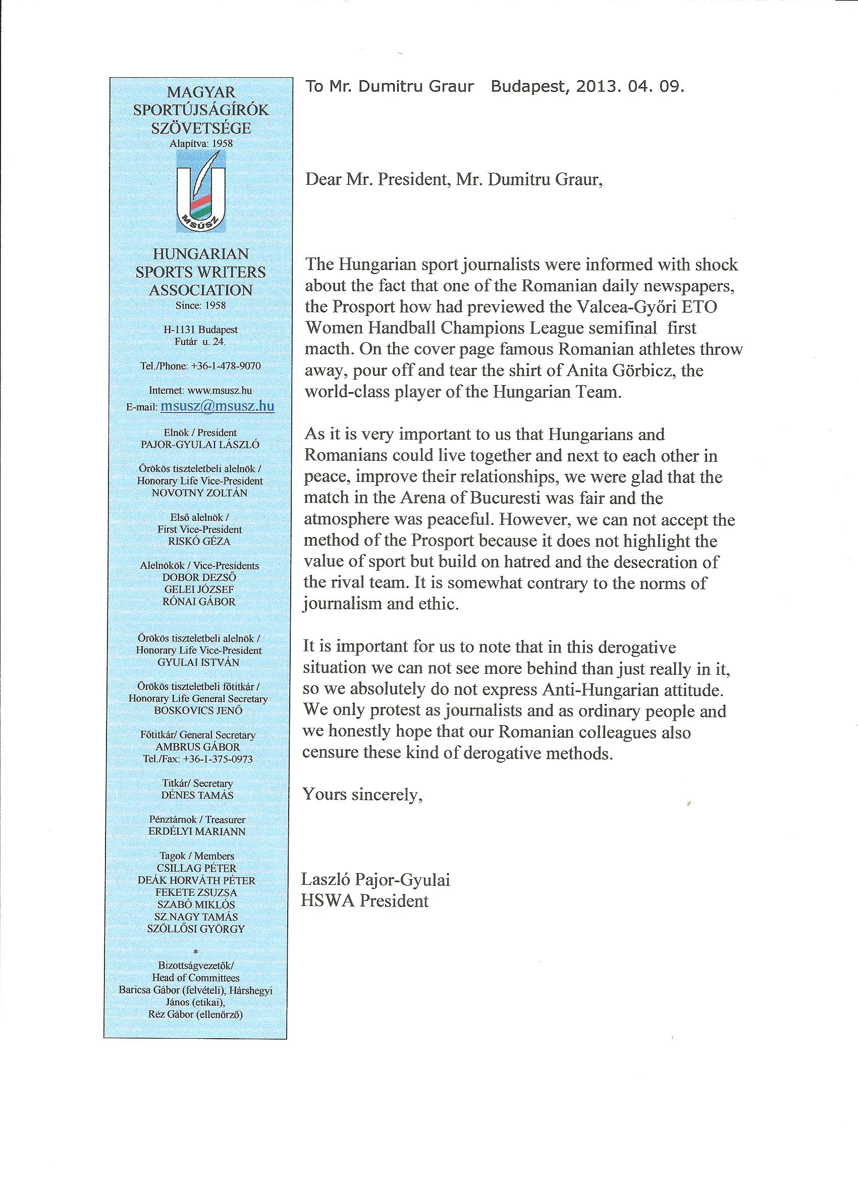 Scrisoare de la Budapesta